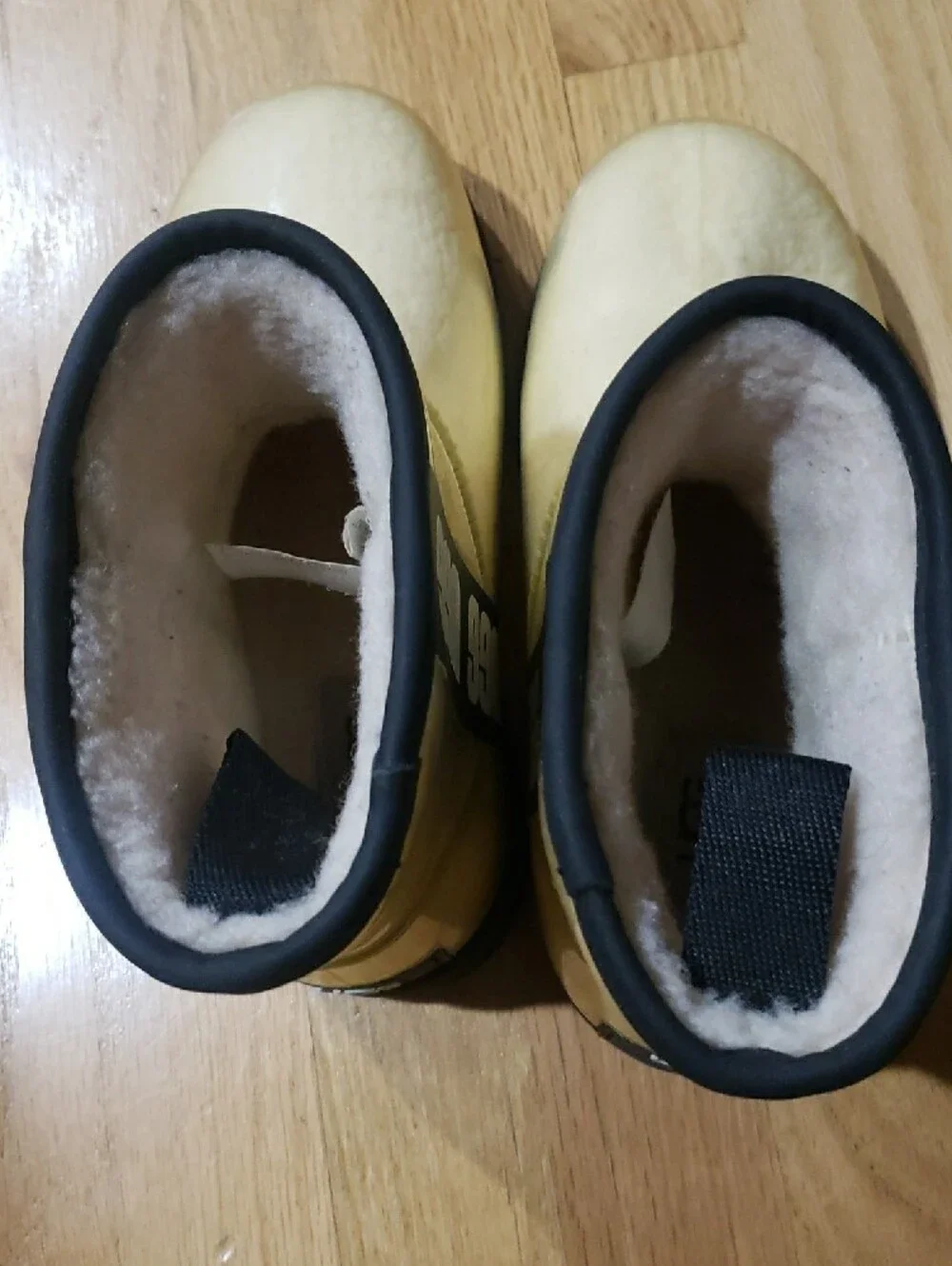 UGG Short Waterproof Boot in Pale Yellow with Black Trim